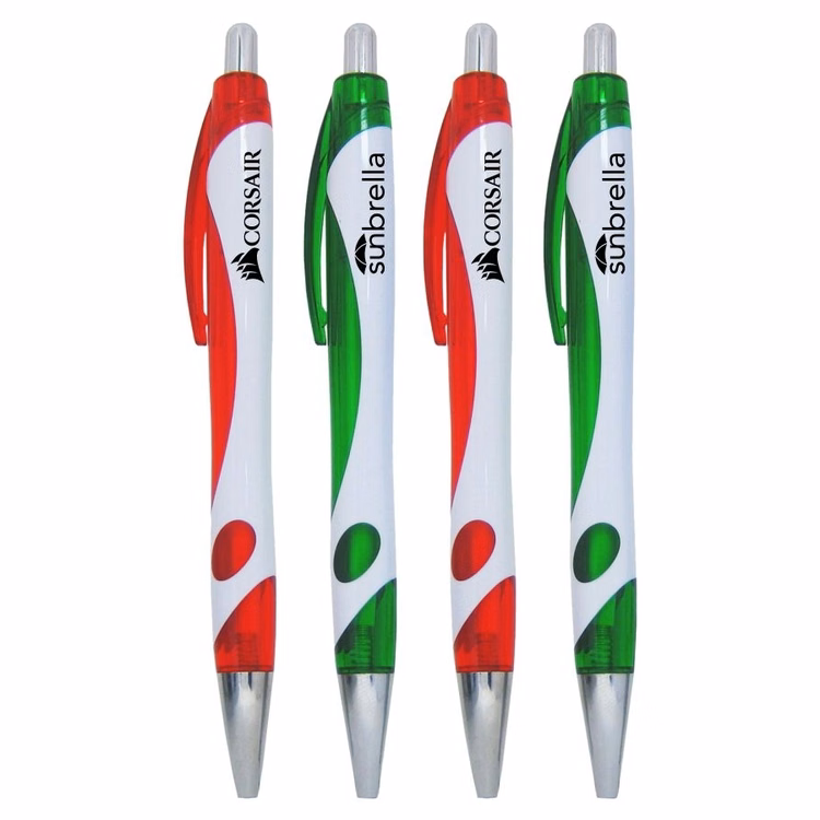 Union Printed "Stylish Designed" Clicker Pen w/ Silver Trim and Translucent Clip