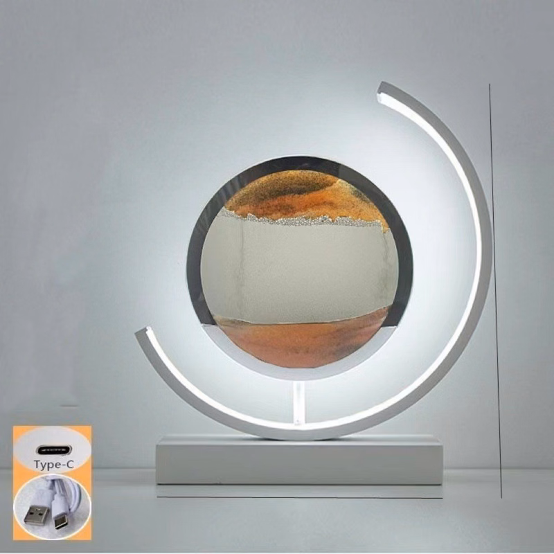 3D Hourglass Moving Sand Desk Lamp 3-Color Light