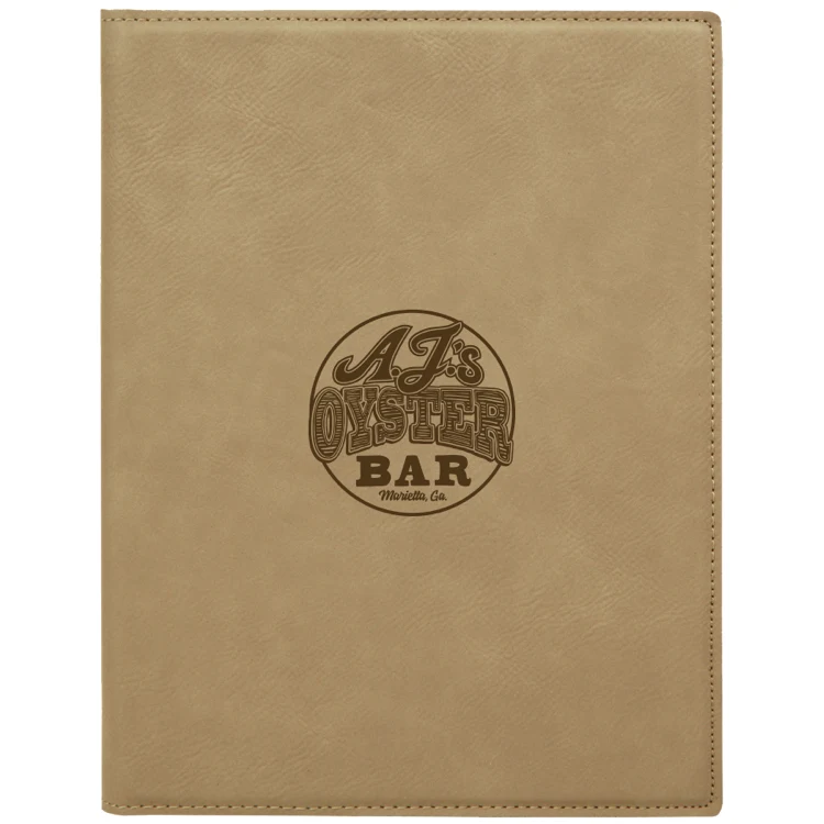 7" x 9" Light Brown Leatherette Small Portfolio with Notepad 1