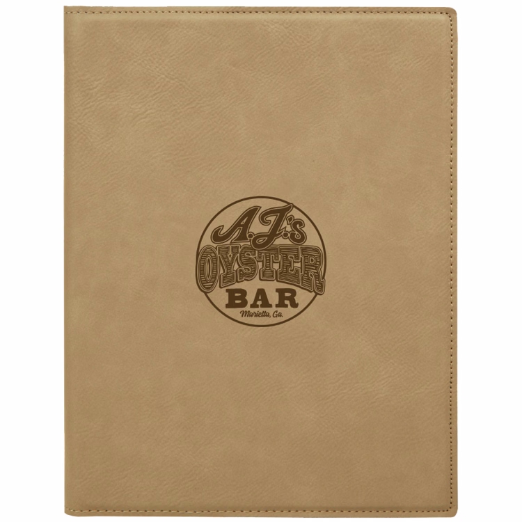 7" x 9" Light Brown Leatherette Small Portfolio with Notepad