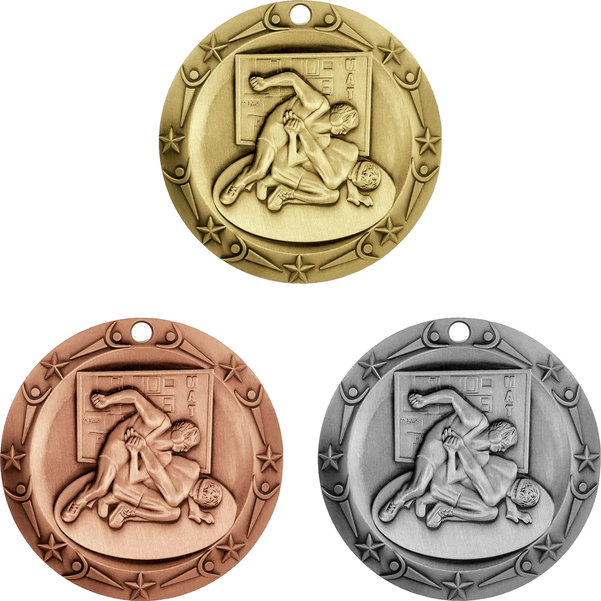 Stock World Class Sports & Academic Medals: Wrestling 1
