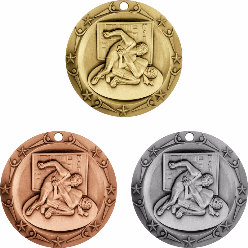 Stock World Class Sports & Academic Medals: Wrestling