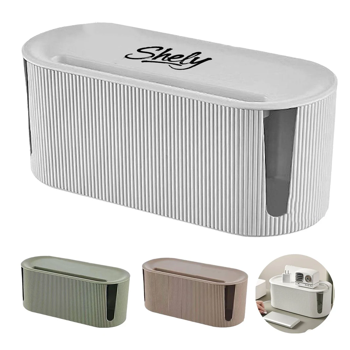 Desk PP Cable Management Storage Box 1