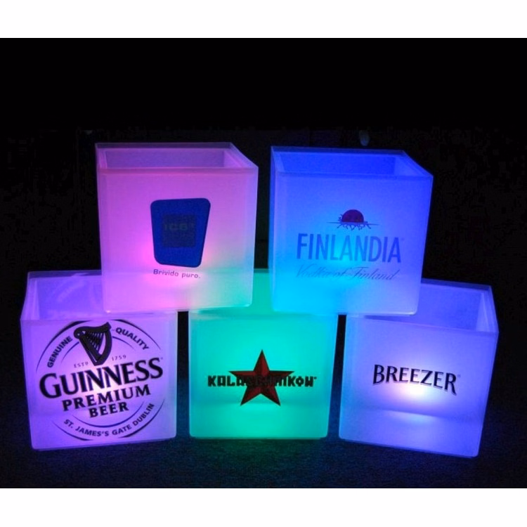 LED Luminous Beer Ice Bucket Barrel, Night Bar Beer Cooler
