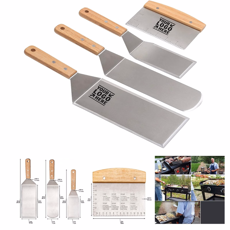 Teppaniyaki Spatulas Griddle Scraper Flat Spatula Pancake Flipper Hamburger Turner Metal Utensil Set