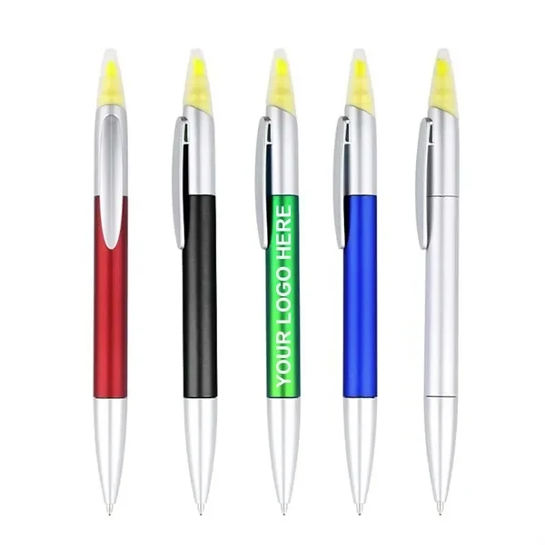 Custom ABS Dual Purpose Ballpoint Pen Highlighter 5.71 inch — Note Taking 1