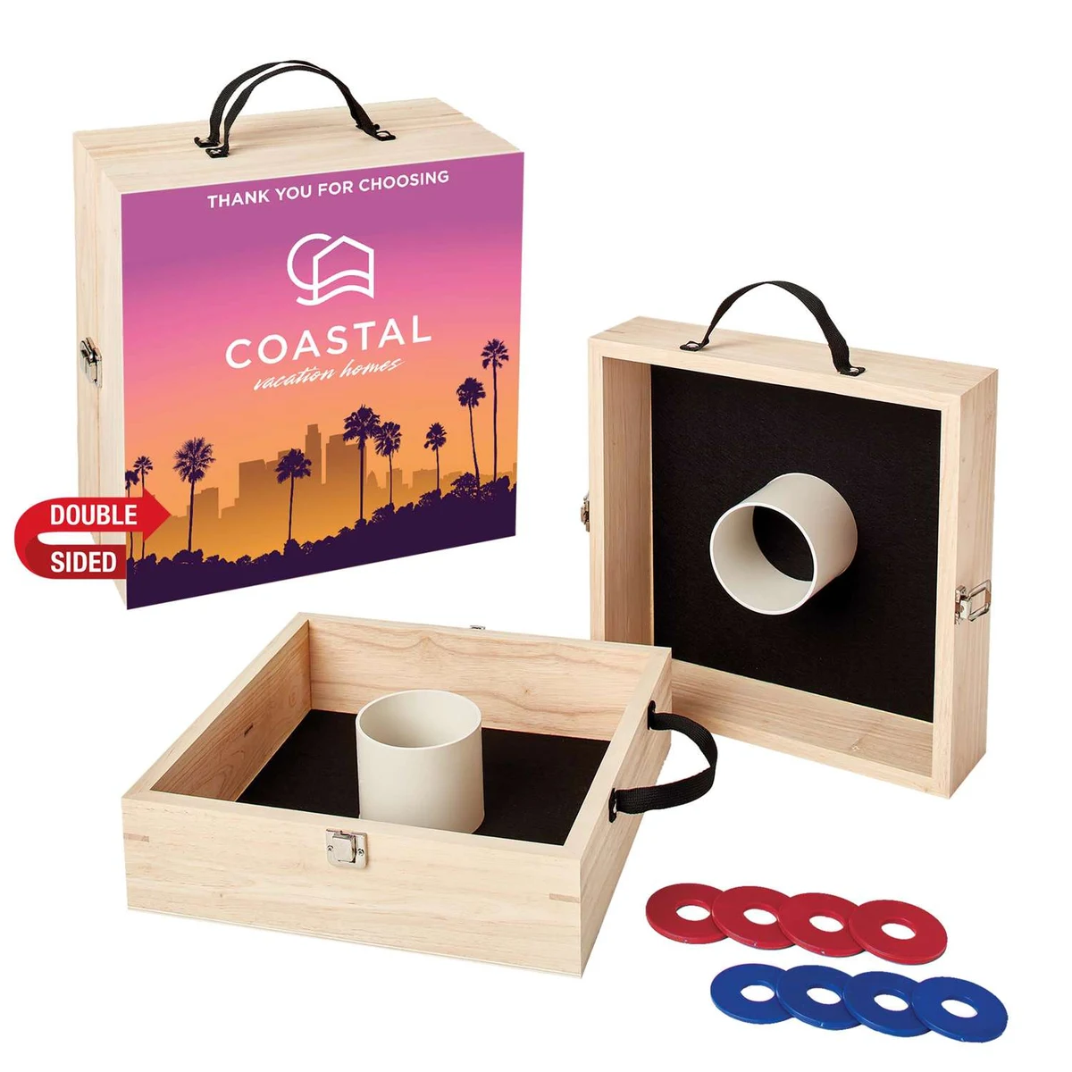 Washer Toss Game Double-Sided, 4 Red & 4 Royal Washers 1