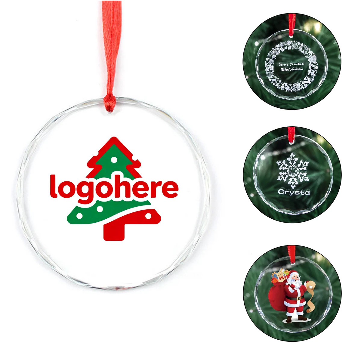 MOQ 50 Clear Round Glass Ornaments 1