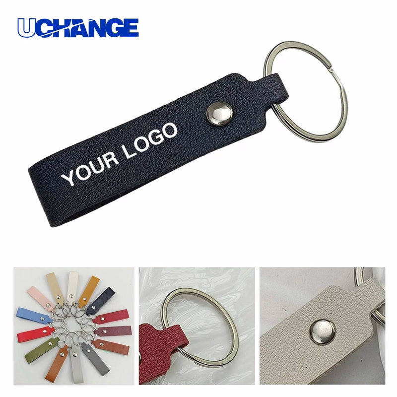 Striped Leather Keychain Accessory for Promotions