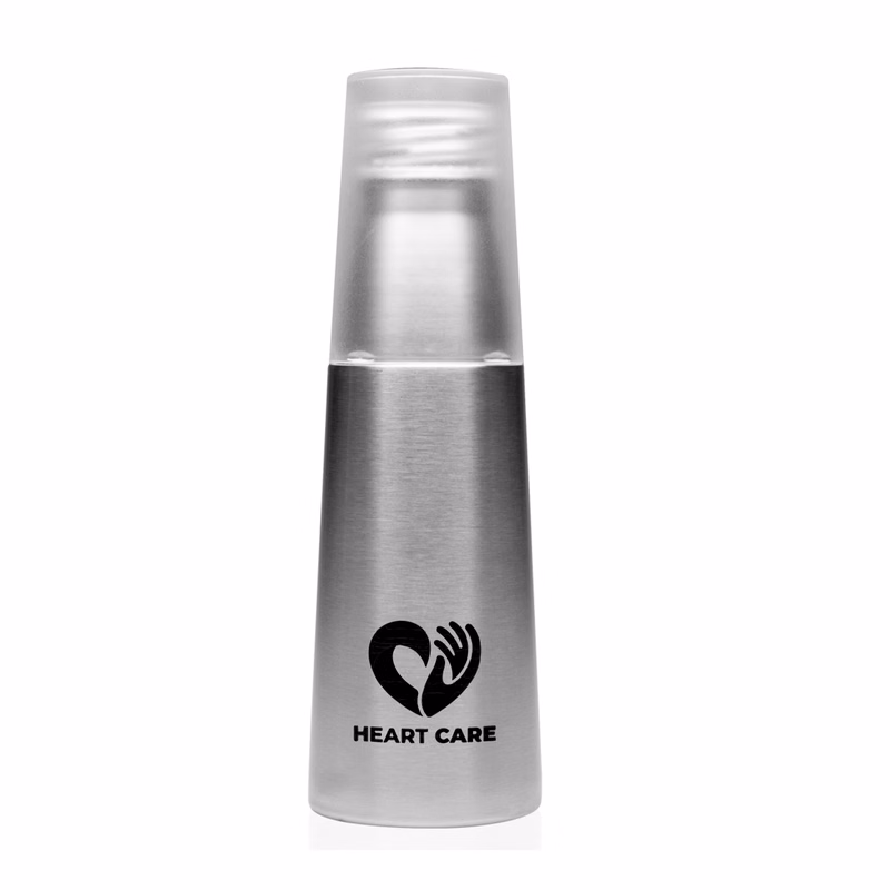 Stainless Steel Water Bottle - featuring Plastic cap and Cup, 17 oz.