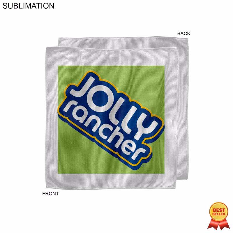 White Microfiber Dri-Lite Terry Fan, Cheering, Skate Towel, 12x12, Sublimated Full color Logos
