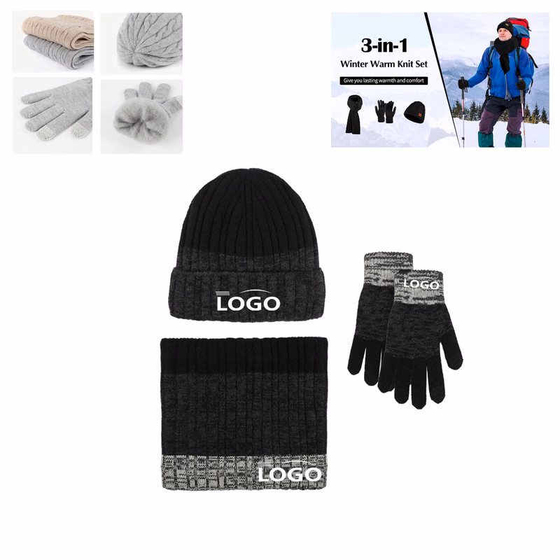 3 In 1 Winter Hat Scarf Gloves Set