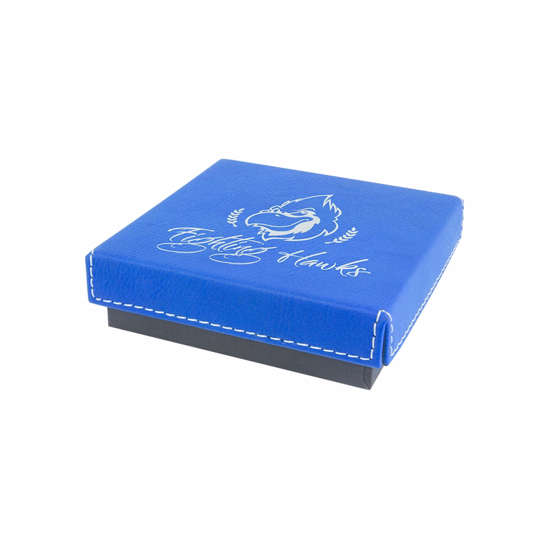 4" x 4" Blue/Silver Leatherette Medal Box