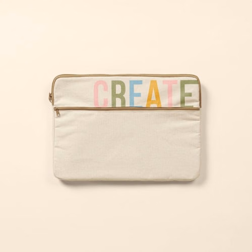 ZIPPERED POCKET LAPTOP SLEEVES - NATURAL CANVAS - LARGE - 15"