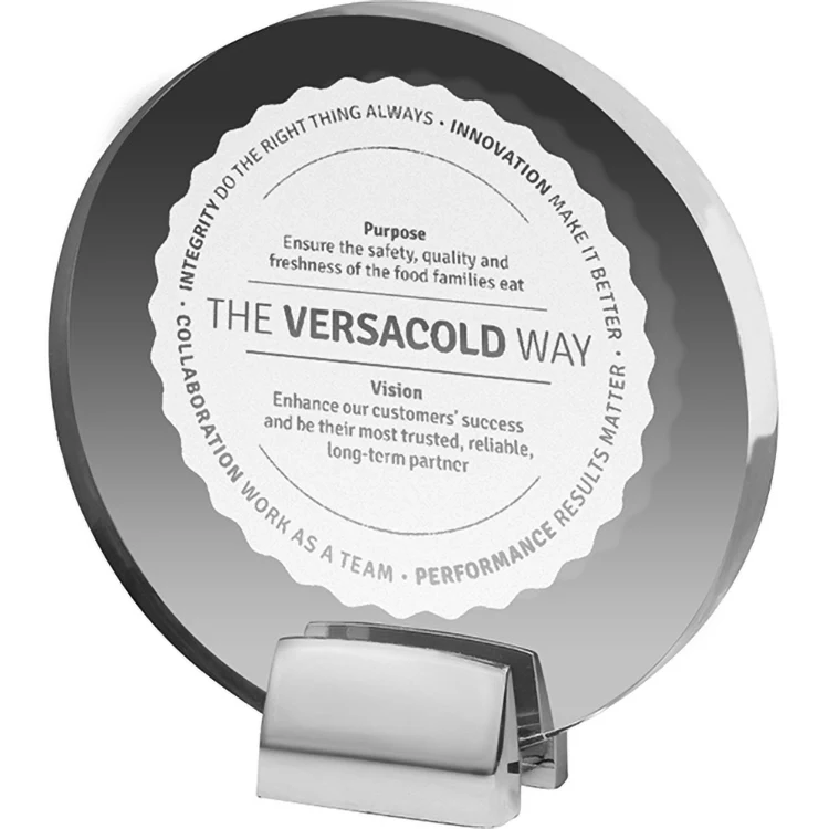 Chrome Base Clear Acrylic Round Award (6 1/2"x 3/4") Laser Engraved 1