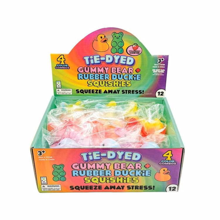 Scented Tie-Dyed Squishy Gummy Bears And Duckies - Assorted