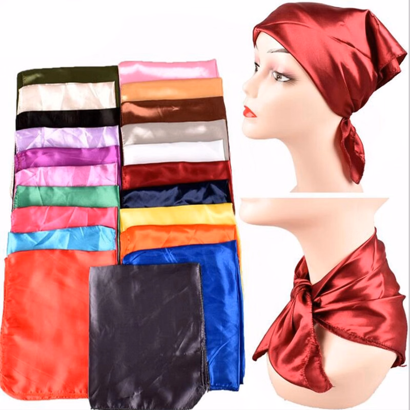 Square Satin Womens Neck Head Scarves