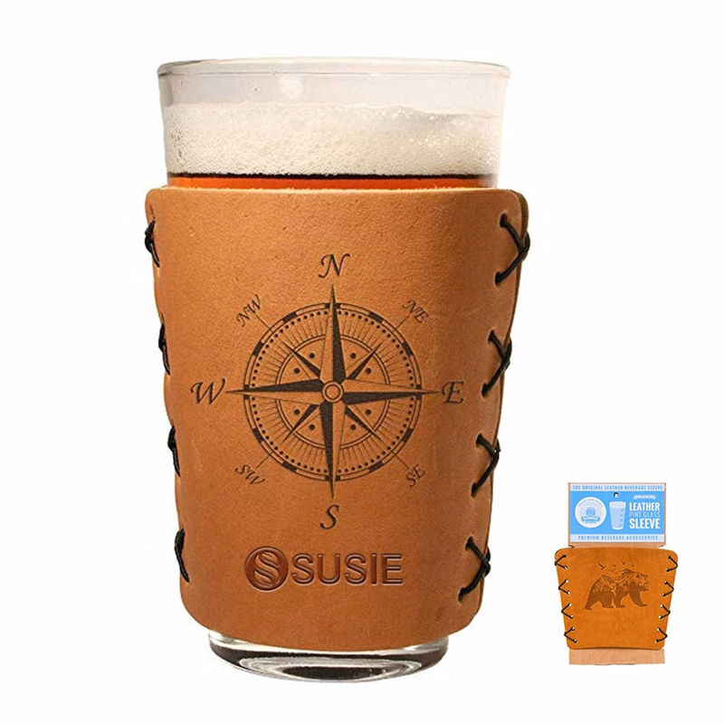 Full-Grain Leather Pint Glass Holder