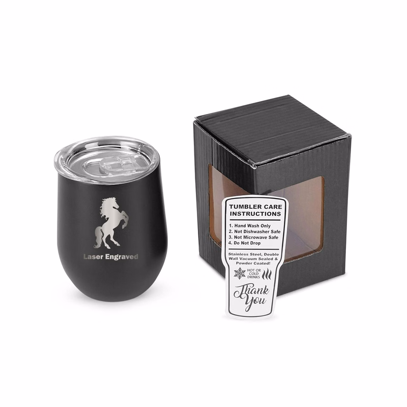 12 Oz. Unbranded Stemless Wine Glass w/ Color Matched Window Display Gift Box