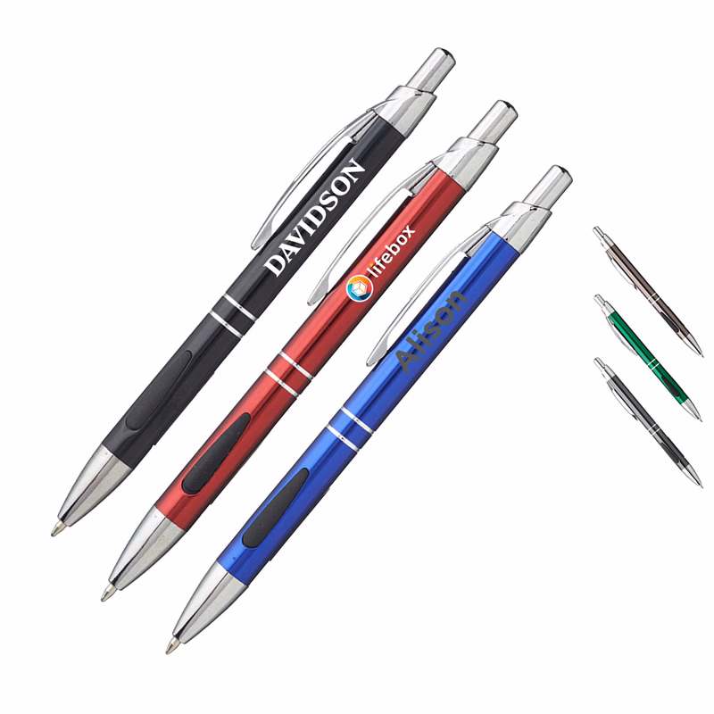 Engraved Metal Pens w/ Silver accents & Ballpoint Tip Pen
