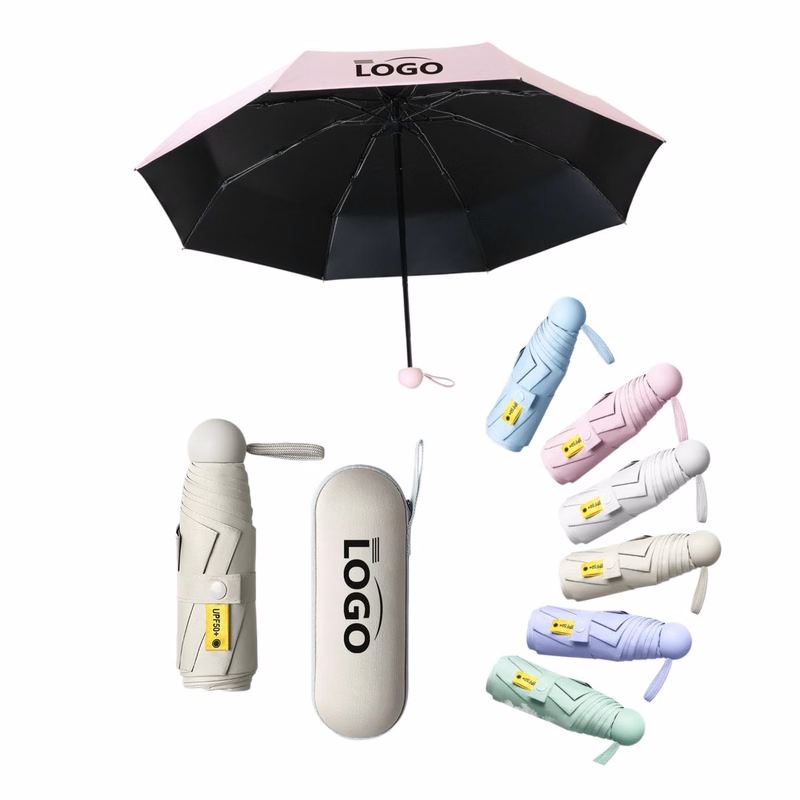 Mini Portable Black Coated Sun Umbrella