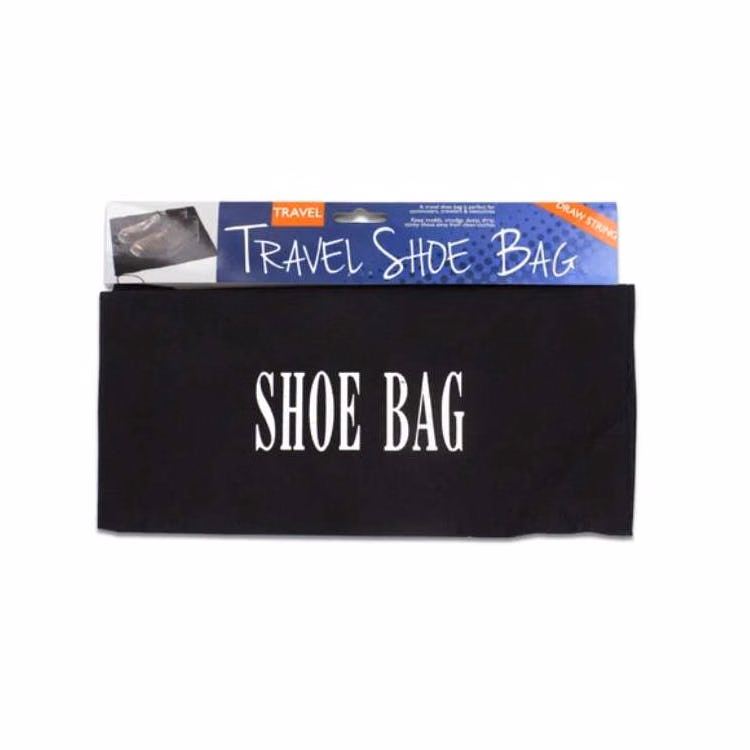 Drawstring Travel Shoe Bags Black 16"x12"