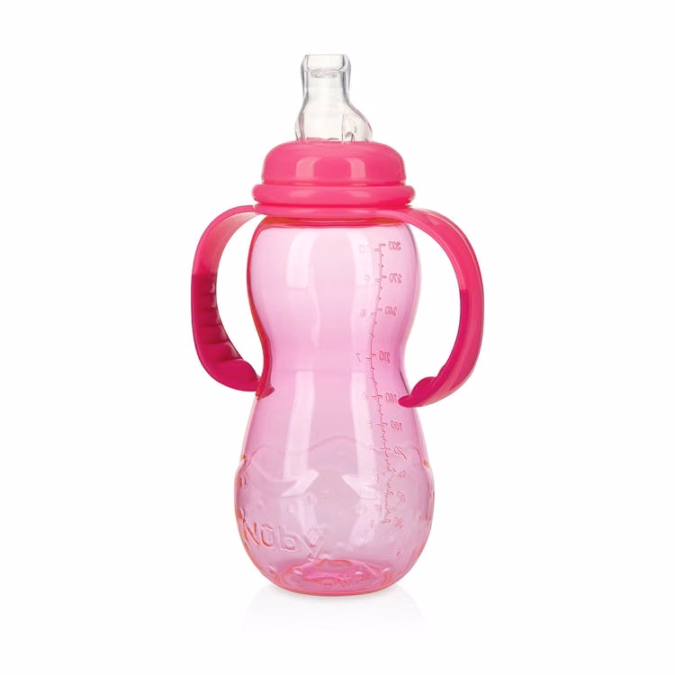 Nuby Standard Neck Non-Drip Bottles - 10 oz Pink Stage 3 Handles