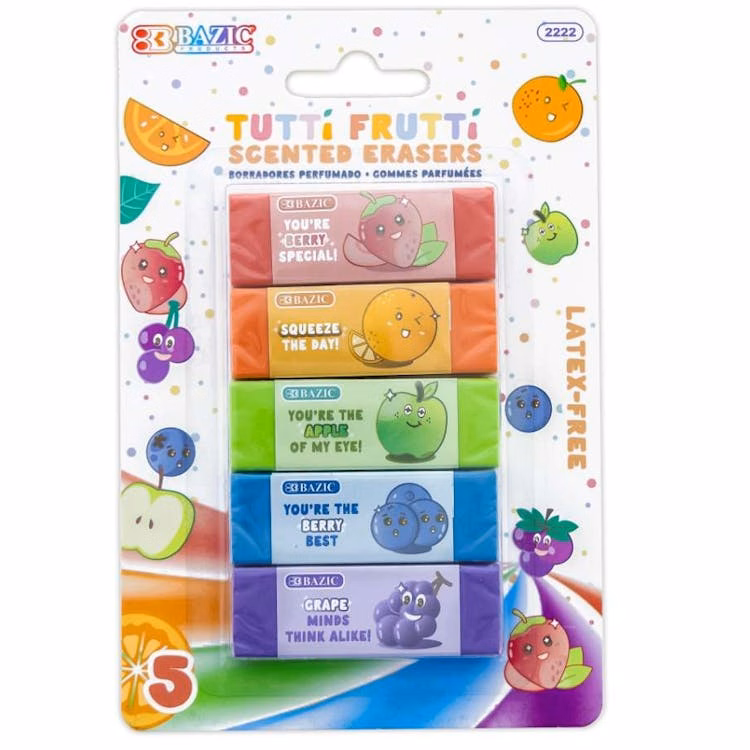 Tutti Frutti Scented Erasers - 5 Pack