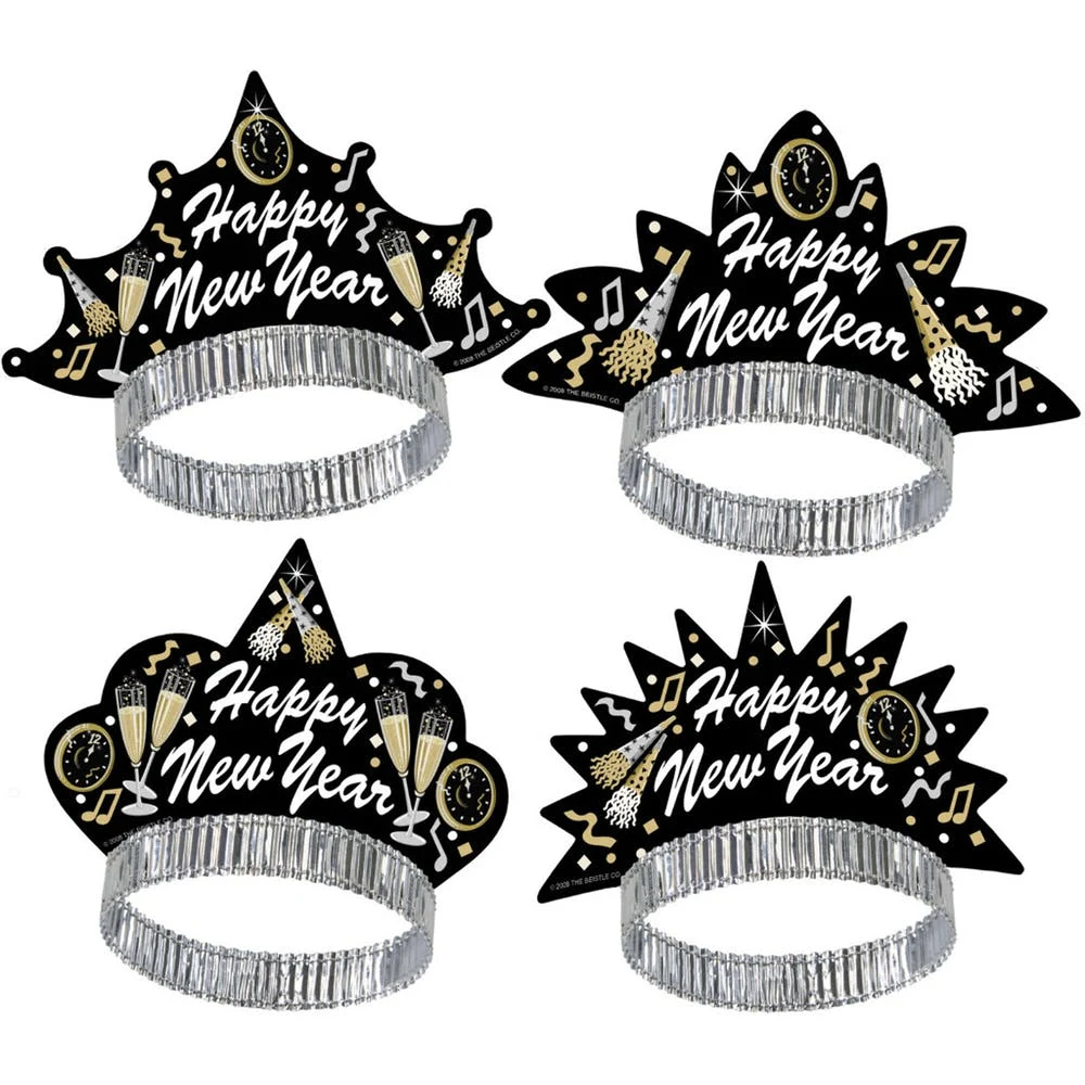 Happy New Year Tiaras - White Black Gold 1
