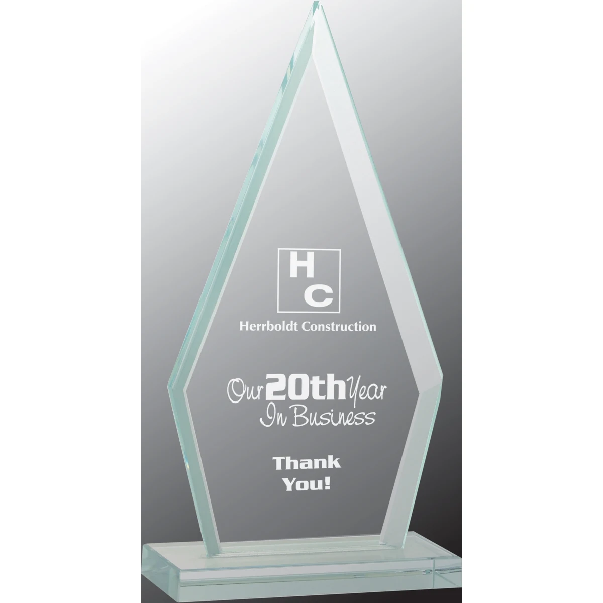 6 3/4" Triangle Jade Glass Award 1