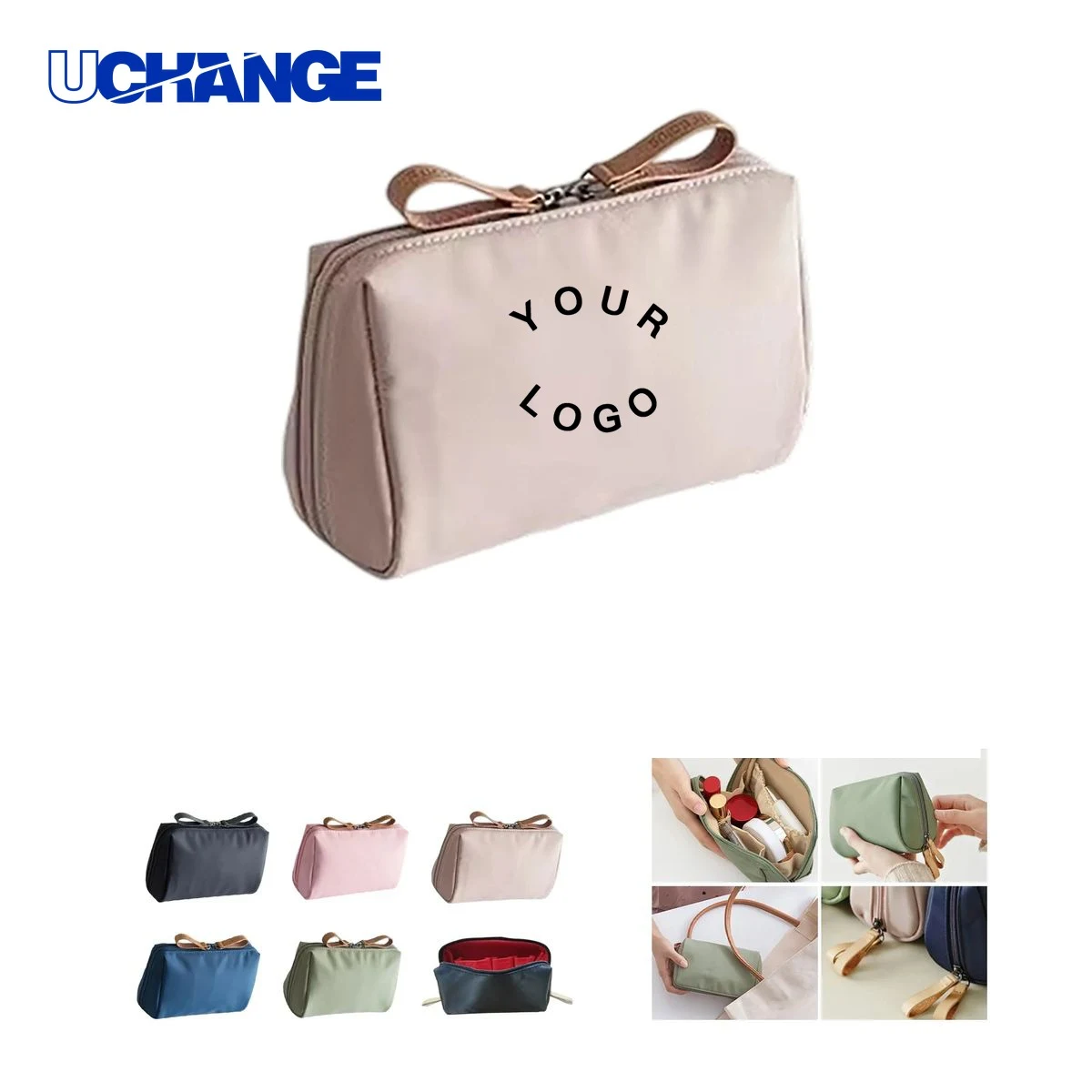 Nylon Travel Cosmetic Pouch with Dual Zippers 1