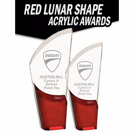 Acrylic 8.5" Lunar, w/red insert stand up