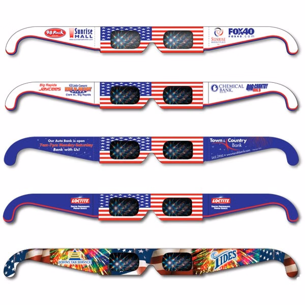 Fireworks Glasses - American Flag #1 - Custom Imprint