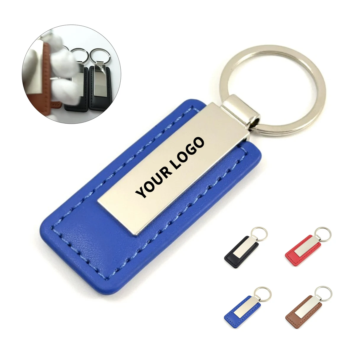 Leatherette Keychain Metallic Finish Design 1