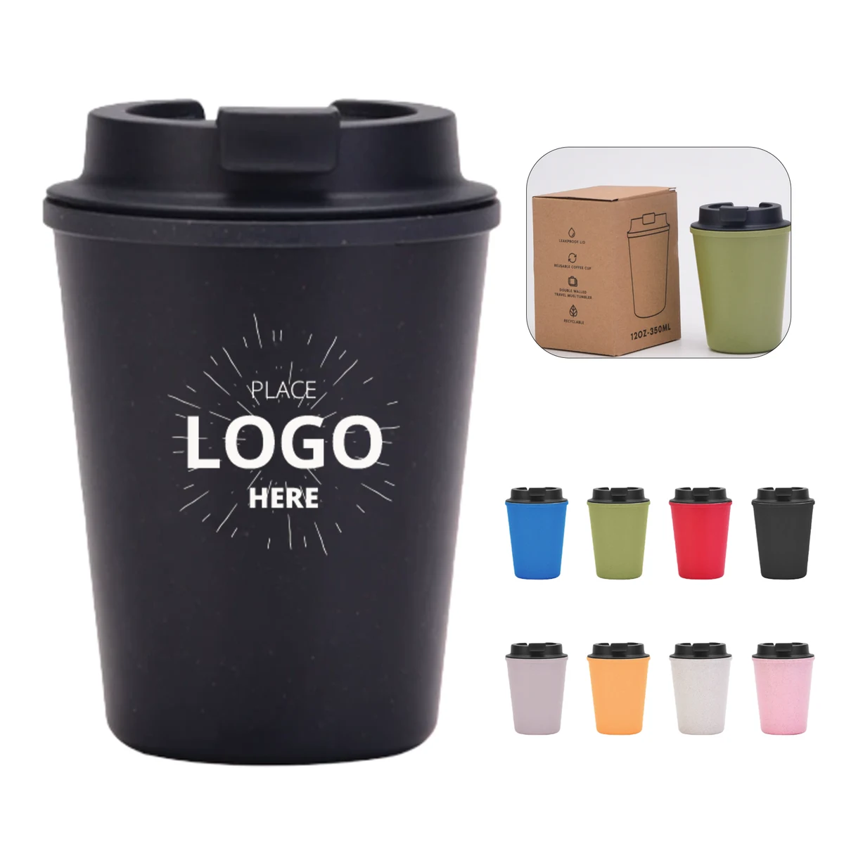 12oz Portable Wheat Straw Coffee Cup 1