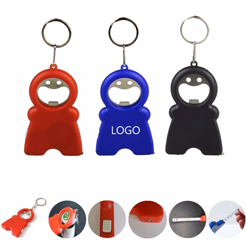 Creative Bottle Opener Tape Measure Keychain with Light