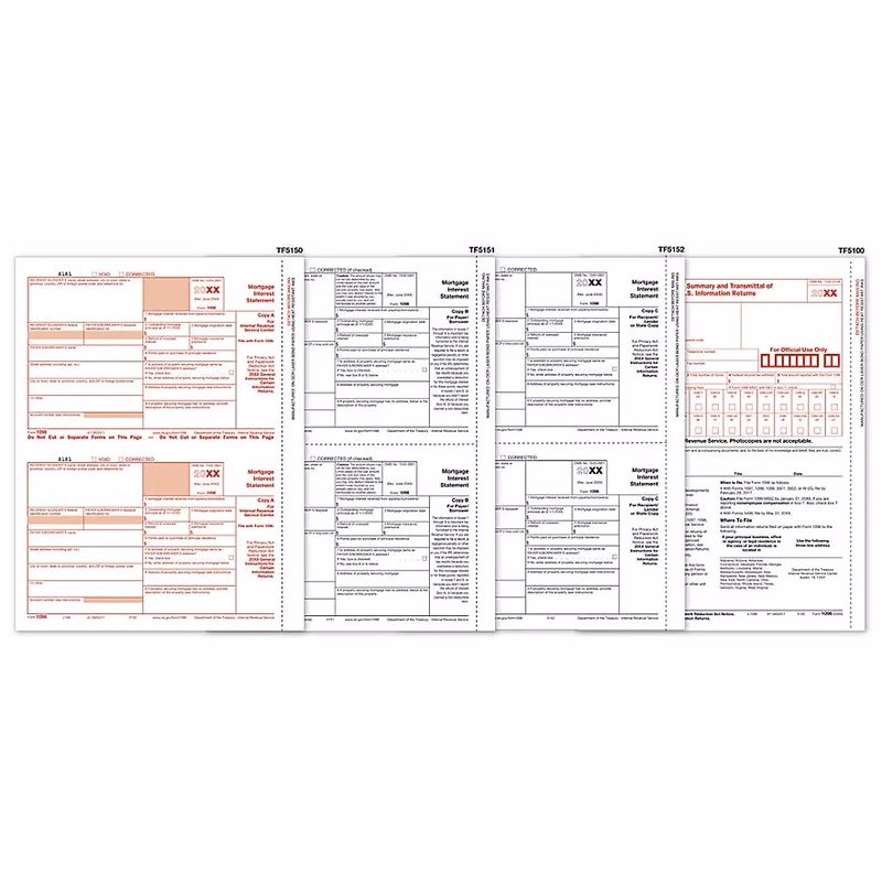 1098 Mortgage Interest Form Set, Laser, 3-Part