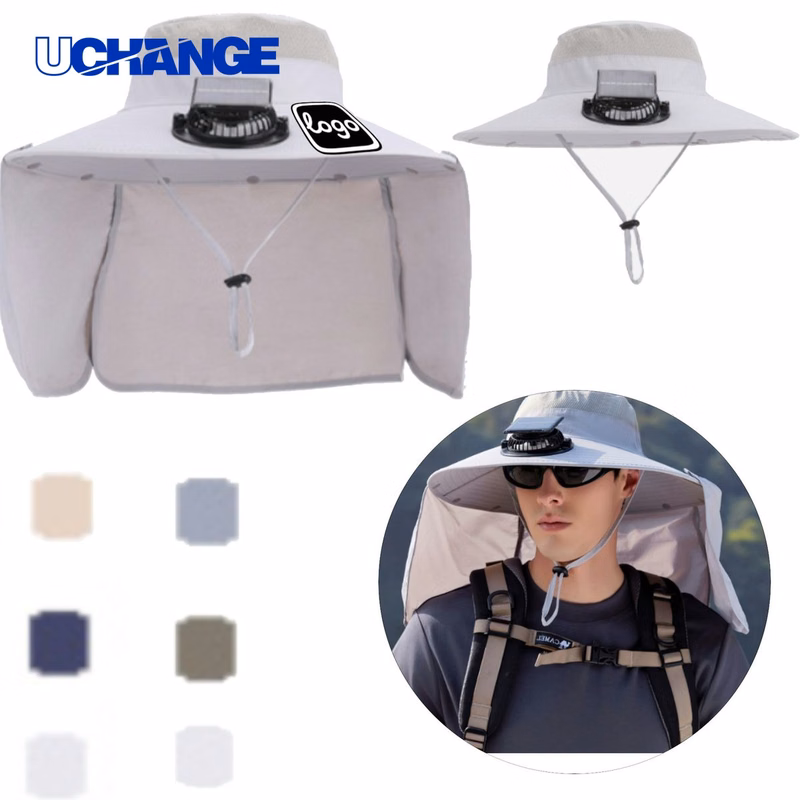 Solar Fan Hat with Neck Cover for Outdoor Use