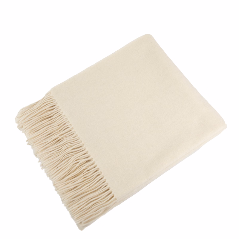 Ivory Cashmere Blend Throw Blanket