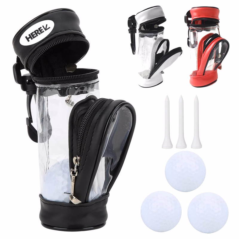 Portable PU Golf Ball and Tee Holder with Clip