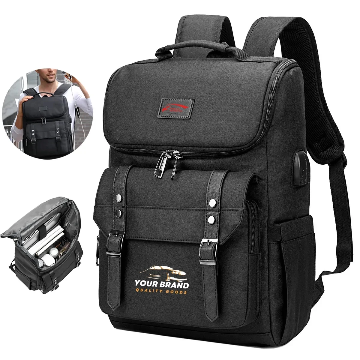 20L Waterproof Business Men'S Retro Office Laptop Backpack 1