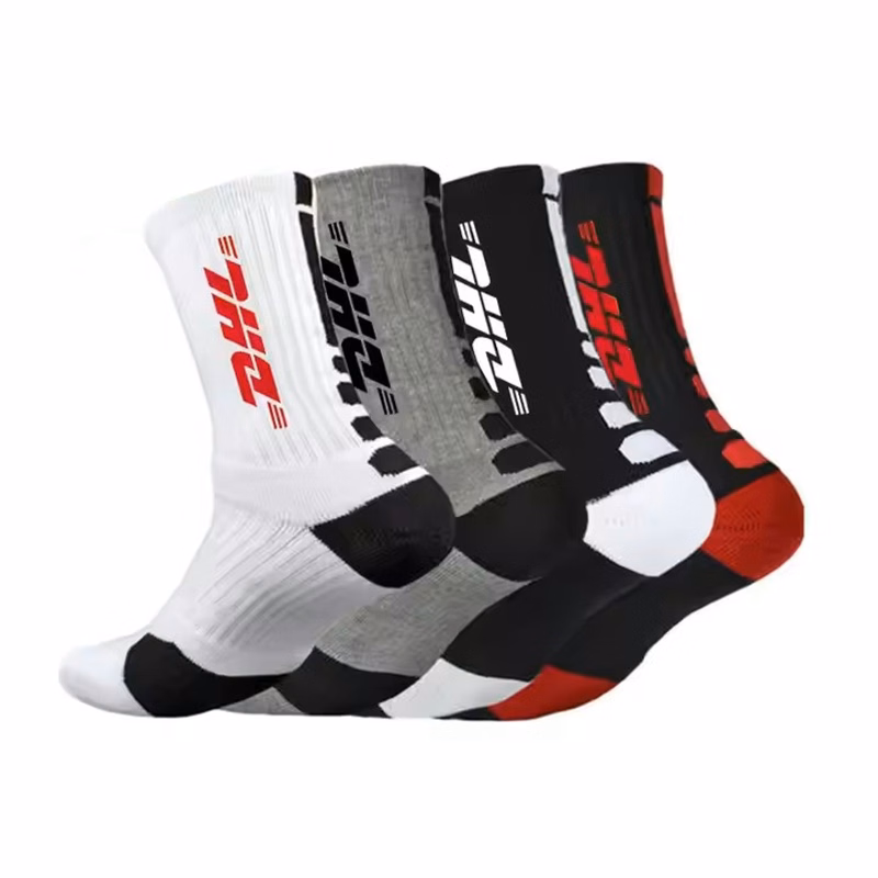 Custom Logo Knit Jacquard Cotton Athletic Crew Socks