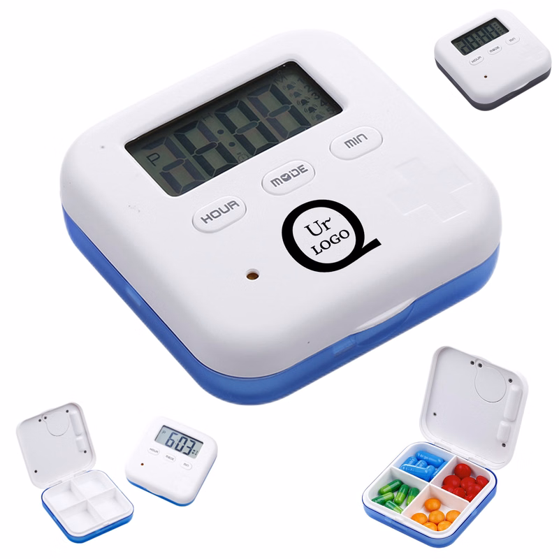 Four-Compartment Portable Pill Box Timer