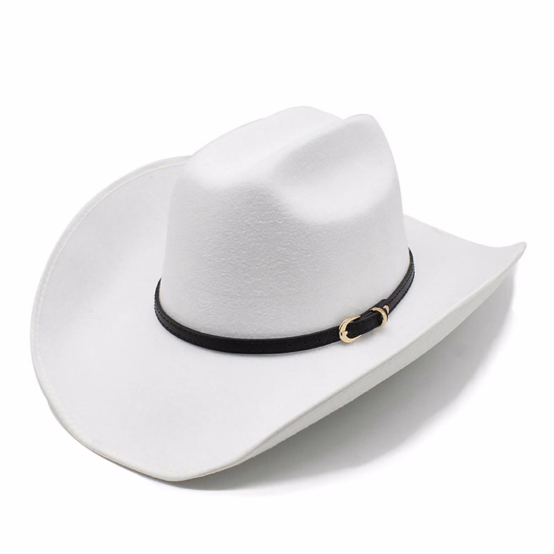 Classic Wool Cowboy Hat with Metallic Buckle