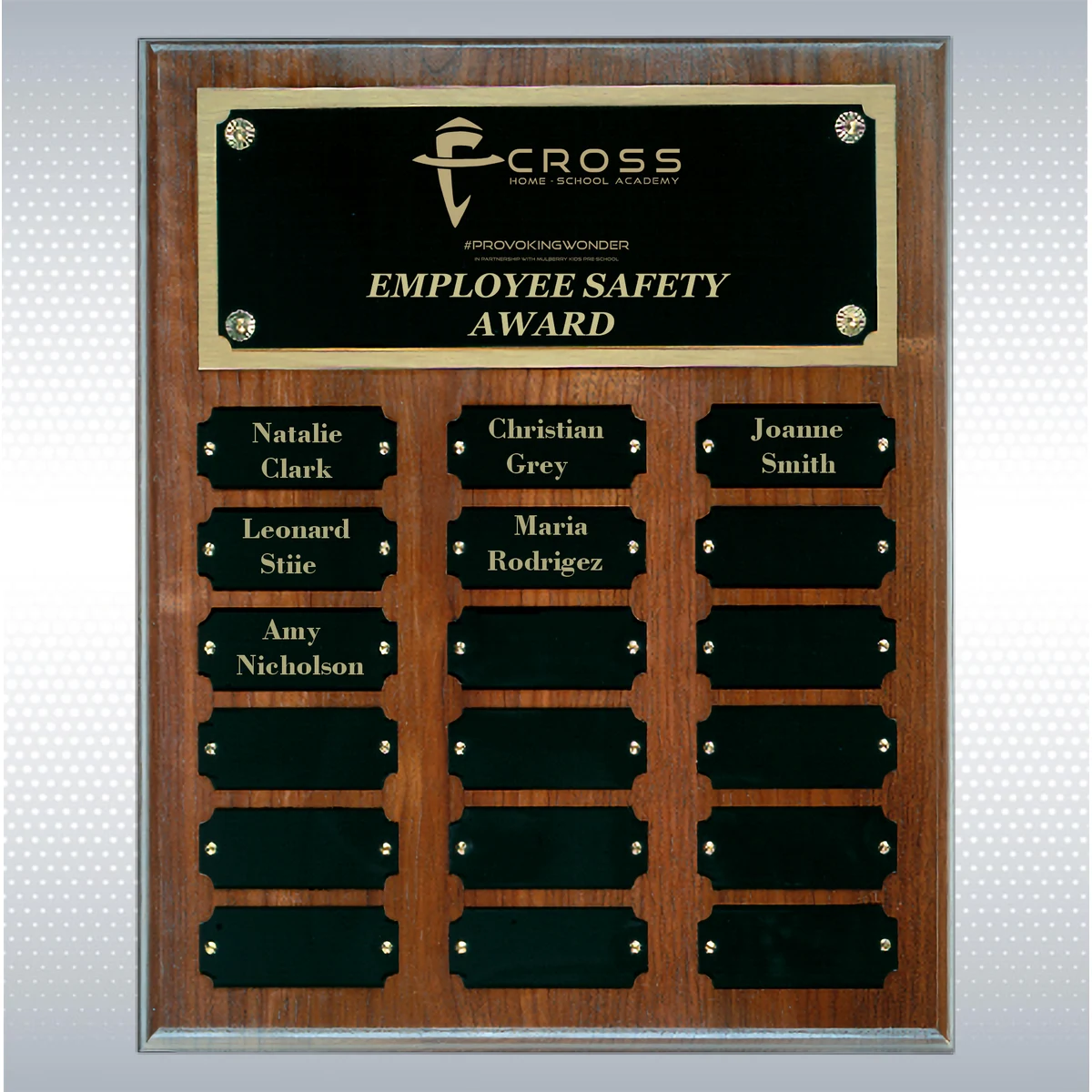 Step Edge Genuine Walnut 18 Plate Perpetual Plaque (10.5" x 13") 1