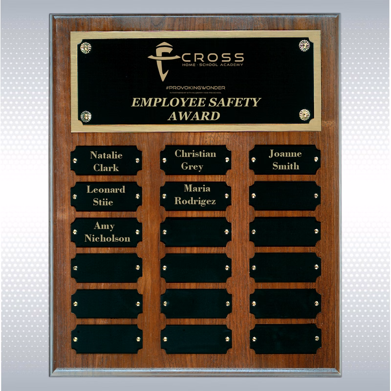 Step Edge Genuine Walnut 18 Plate Perpetual Plaque (10.5" x 13")