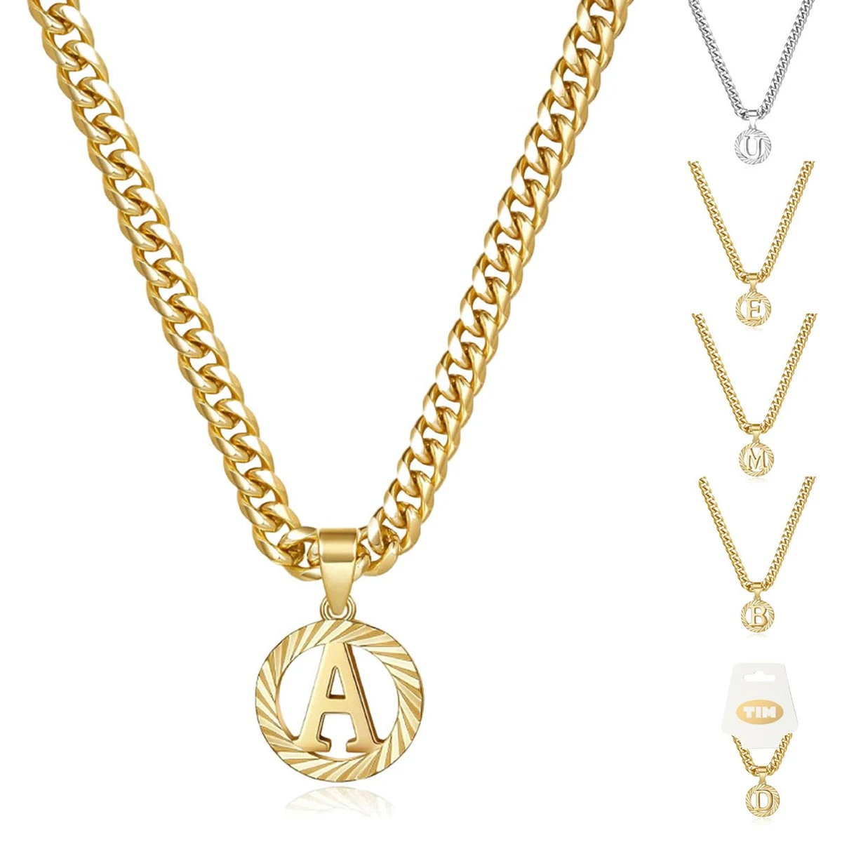 14K Gold Plated Hollow Round 26-Letter Necklace 1