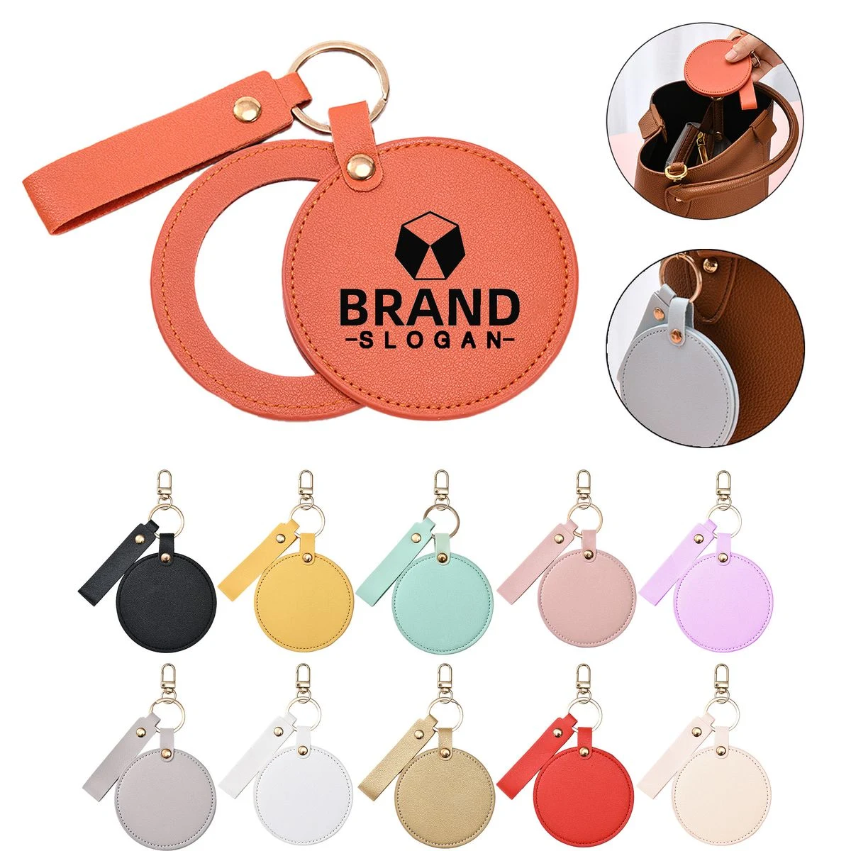 Round Swivel Makeup Mirror Keychain 1