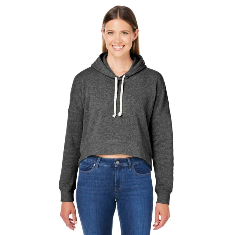 J America Ladies' Triblend Cropped Hooded Sweatshirt, custom hoodie or sweatshirt with logo imprint 1
