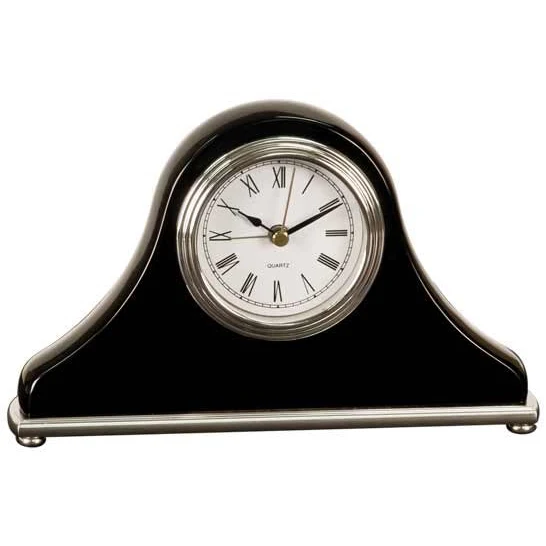 7 1/2" x 4 1/2" Black Piano Finish Mantel Desk Clock 1